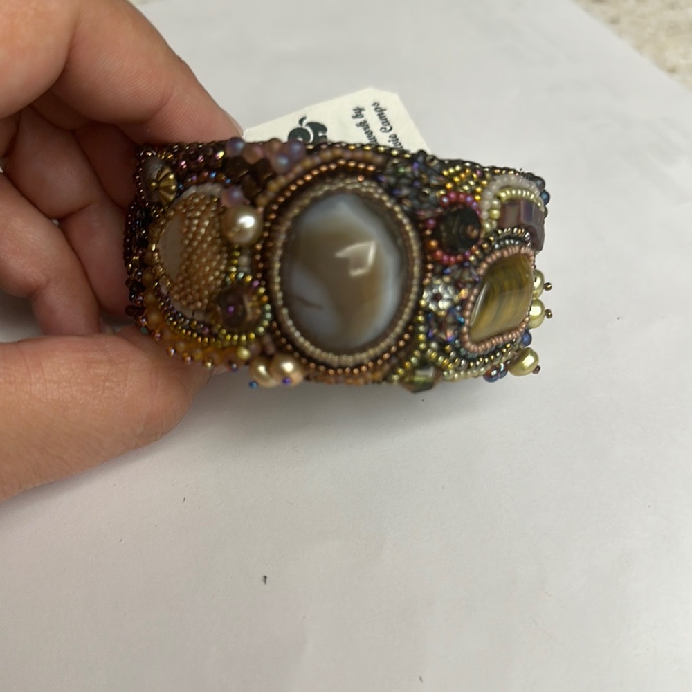 Hand beaded bracelet with gemstones